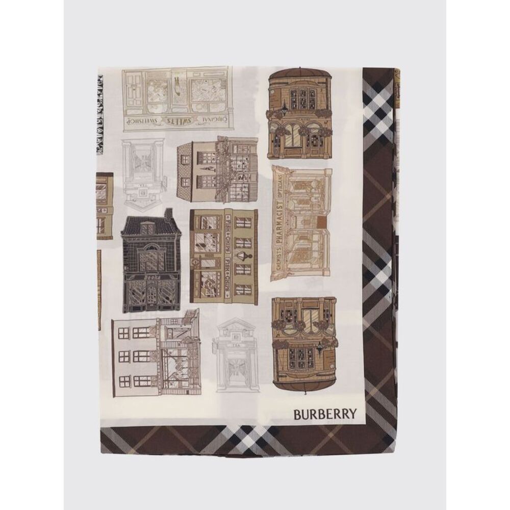 Burberry Women Square Vintage Check Print Burberry Scarf In Mulberry Silk Twill